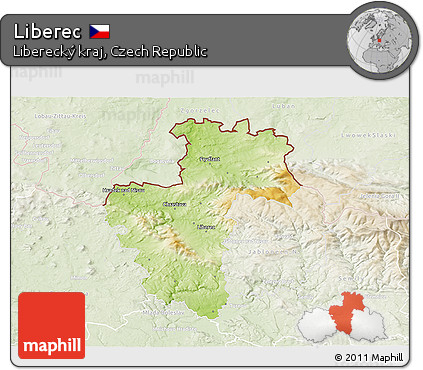 Physical 3D Map of Liberec, lighten