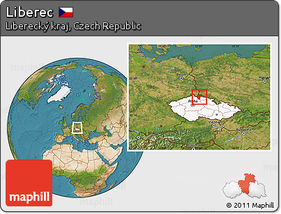 Satellite Location Map of Liberec, highlighted country