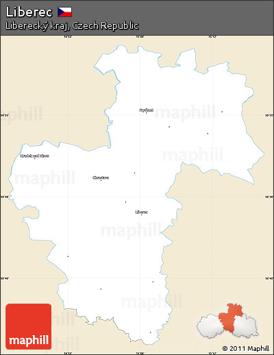 Classic Style Simple Map of Liberec, single color outside
