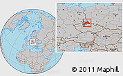 Gray Location Map of Liberecký kraj, within the entire country