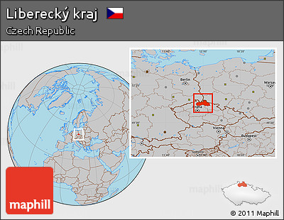 Gray Location Map of Liberecký Kraj