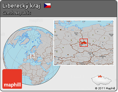 Gray Location Map of Liberecký Kraj