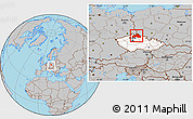 Gray Location Map of Liberecký kraj, highlighted country, within the entire country