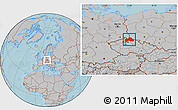 Gray Location Map of Liberecký kraj, hill shading