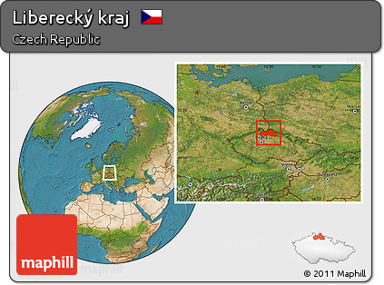 Satellite Location Map of Liberecký Kraj