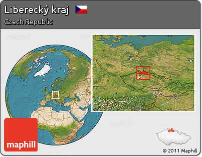 Satellite Location Map of Liberecký Kraj