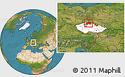 Satellite Location Map of Liberecký kraj, highlighted country, within the entire country