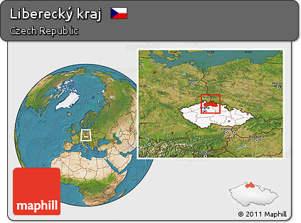 Satellite Location Map of Liberecký Kraj, highlighted country