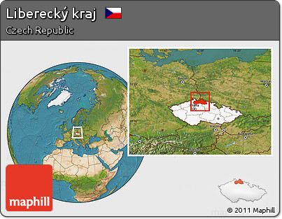 Satellite Location Map of Liberecký Kraj, highlighted country