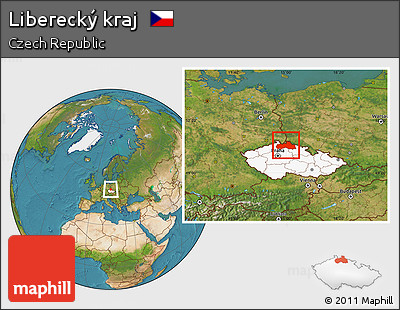Satellite Location Map of Liberecký Kraj, highlighted country