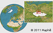 Satellite Location Map of Liberecký kraj, highlighted country