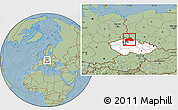 Savanna Style Location Map of Liberecký kraj, highlighted country, hill shading