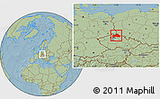 Savanna Style Location Map of Liberecký kraj, hill shading
