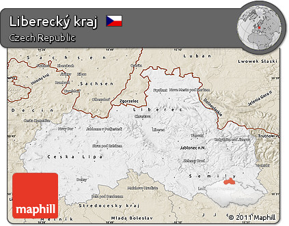 Classic Style Map of Liberecký Kraj