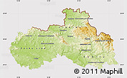 Physical Map of Liberecký kraj, cropped outside