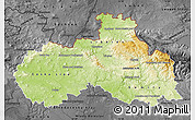 Physical Map of Liberecký kraj, darken, desaturated