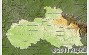 Physical Map of Liberecký kraj, darken