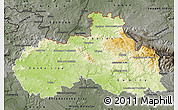Physical Map of Liberecký kraj, darken, semi-desaturated