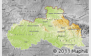 Physical Map of Liberecký kraj, desaturated