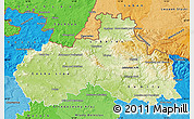 Physical Map of Liberecký kraj, political shades outside