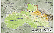 Physical Map of Liberecký kraj, semi-desaturated