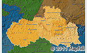 Political Shades Map of Liberecký kraj, darken