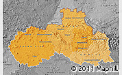 Political Shades Map of Liberecký kraj, desaturated