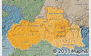 Political Shades Map of Liberecký kraj, semi-desaturated