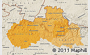 Political Shades Map of Liberecký kraj, shaded relief outside