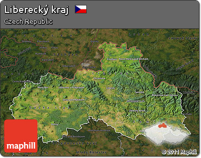 Satellite Map of Liberecký Kraj, darken