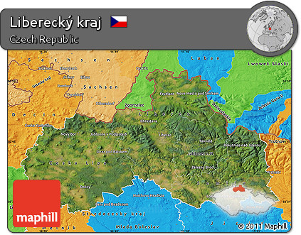 Satellite Map of Liberecký Kraj, political outside