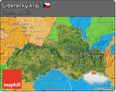 Satellite Map of Liberecký Kraj, political outside