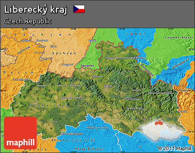 Satellite Map of Liberecký Kraj, political outside