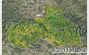 Satellite Map of Liberecký kraj, semi-desaturated