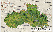 Satellite Map of Liberecký kraj, shaded relief outside