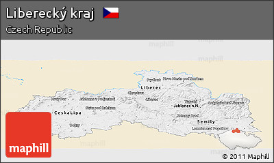 Classic Style Panoramic Map of Liberecký Kraj, single color outside