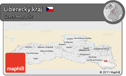 Classic Style Panoramic Map of Liberecký Kraj, single color outside