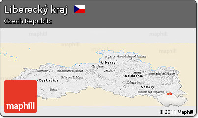 Classic Style Panoramic Map of Liberecký Kraj, single color outside