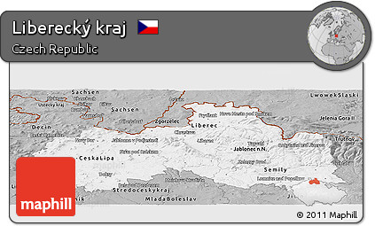 Gray Panoramic Map of Liberecký Kraj