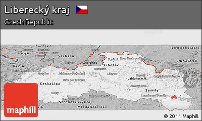 Gray Panoramic Map of Liberecký Kraj