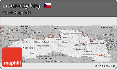 Gray Panoramic Map of Liberecký Kraj