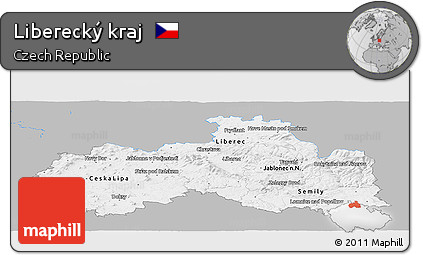 Gray Panoramic Map of Liberecký Kraj, single color outside