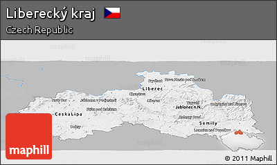 Gray Panoramic Map of Liberecký Kraj, single color outside
