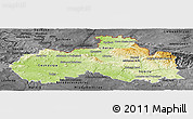 Physical Panoramic Map of Liberecký kraj, darken, desaturated