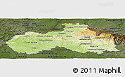 Physical Panoramic Map of Liberecký kraj, darken