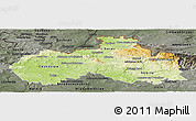 Physical Panoramic Map of Liberecký kraj, darken, semi-desaturated