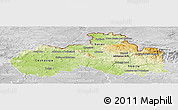 Physical Panoramic Map of Liberecký kraj, lighten, desaturated