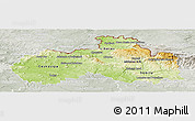 Physical Panoramic Map of Liberecký kraj, lighten, semi-desaturated