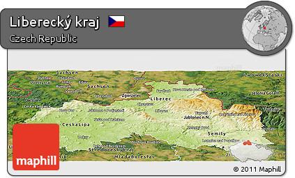 Physical Panoramic Map of Liberecký Kraj, satellite outside