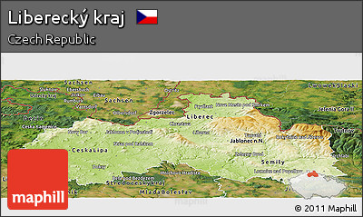 Physical Panoramic Map of Liberecký Kraj, satellite outside